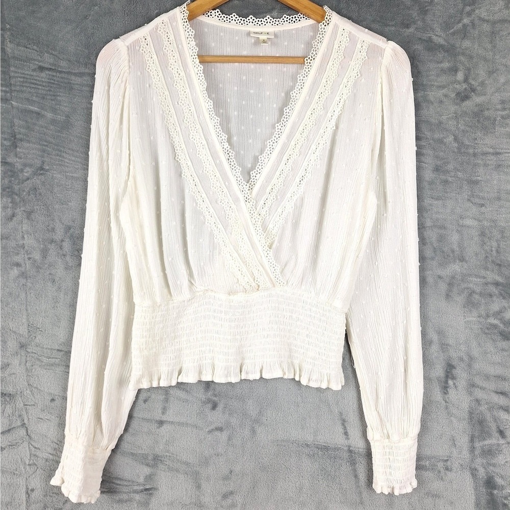 Womens Top Medium Boho Crochet Lace Gauzy Crop Feminine Coquette Fairy Cottage‎
